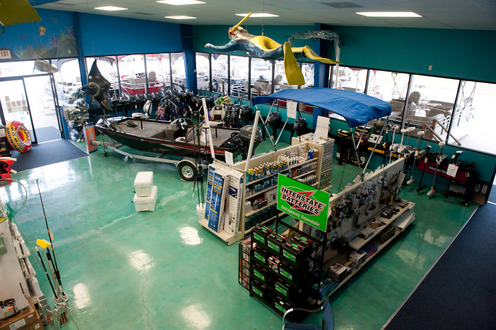 overhed view of inside the dealership