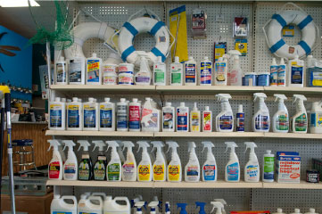 good selection of boat cleaning and care products